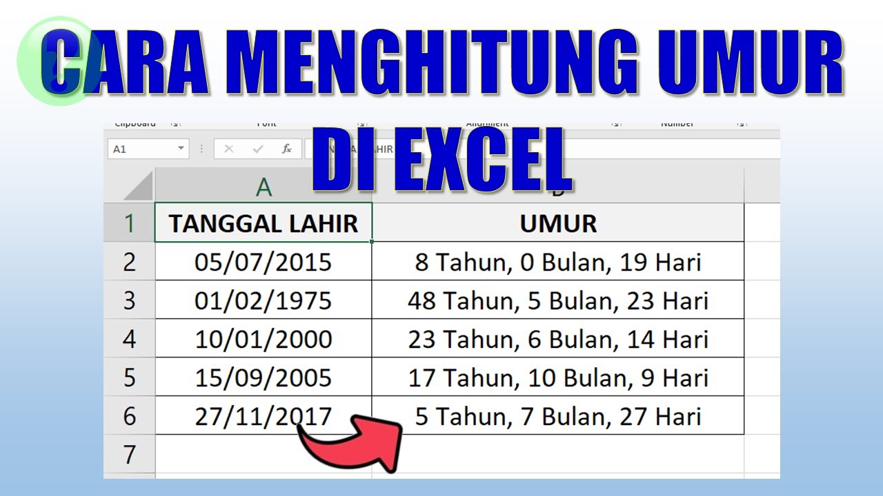 Menghitung Usia di Excel